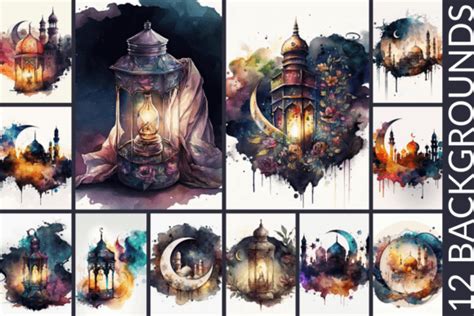 Watercolor Ramadan Backgrounds Graphic By Esch Creative · Creative Fabrica