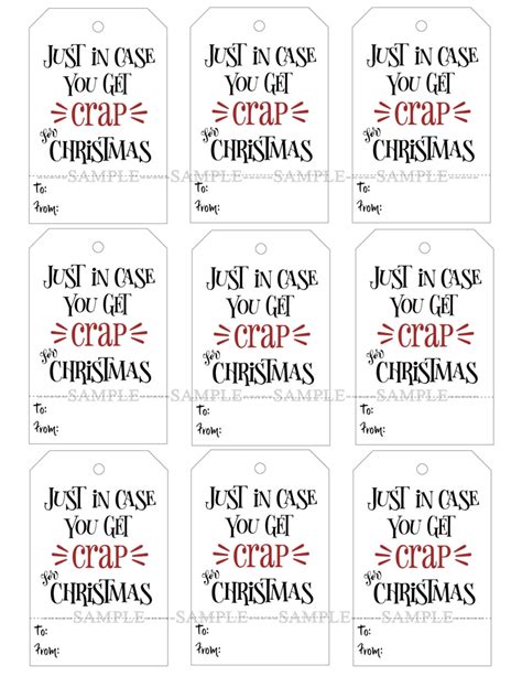 Just In Case You Get Crap For Christmas Funny Printable T Etsy