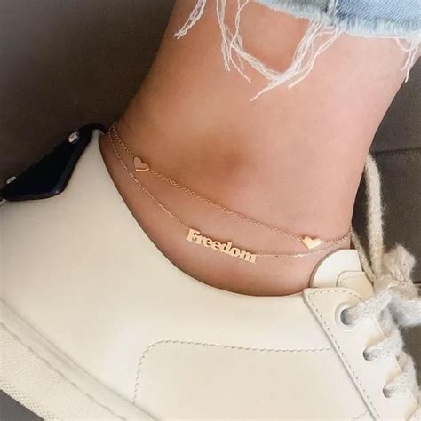 A name anklet to showoff your first or last name is another great idea. Personalized Nameplate 14K Solid Gold Ankle Bracelet / Anklet ~ Block Font Style Single Name ...