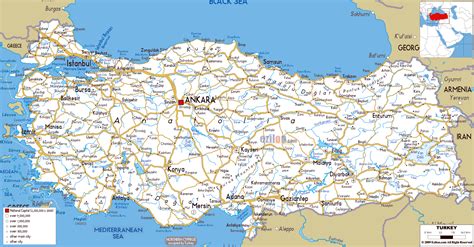 Physical map of turkey showing major cities, terrain, national parks, rivers, and surrounding countries with international borders and outline maps. Large road map of Turkey with cities and airports | Turkey ...