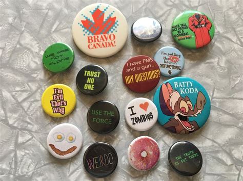 Lot Of 15 Vintage 80s90s Pin Back Buttons And Pins Etsy Pin Backs