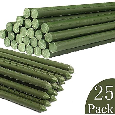 Sturdy Metal Garden Stakes 5 Ft Plastic Coated Steel Plant Sticks For
