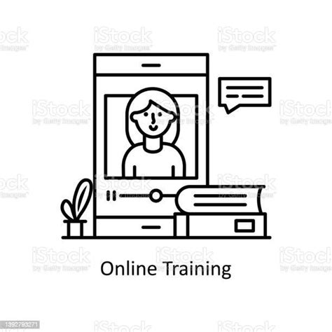 Online Training Vector Outline Icon Design Illustration Training Symbol