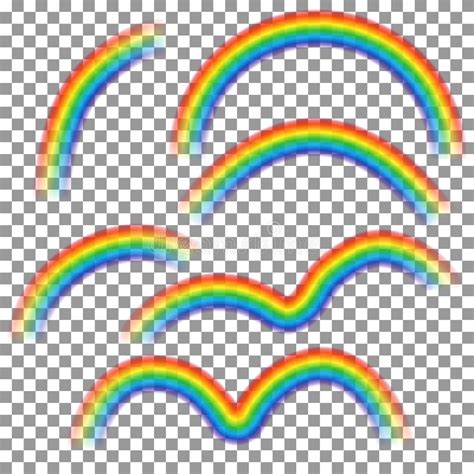 Set Of Different Rainbows Isolated On Transparent Background Realistic