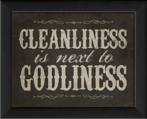 The Artwork Factory Cleanliness Is Next To Godliness Framed Textual Art Ebay