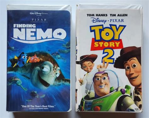 Disney Pixar Vhs Lot Of 2 Toy Story 2 And Finding Nemo Vintage Clamshell
