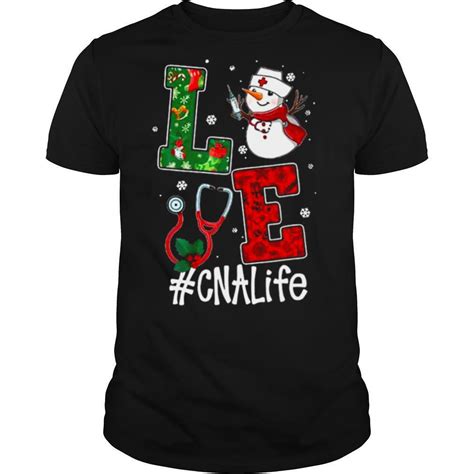 Love Cna Life Snowman Nurse Christmas Shirt