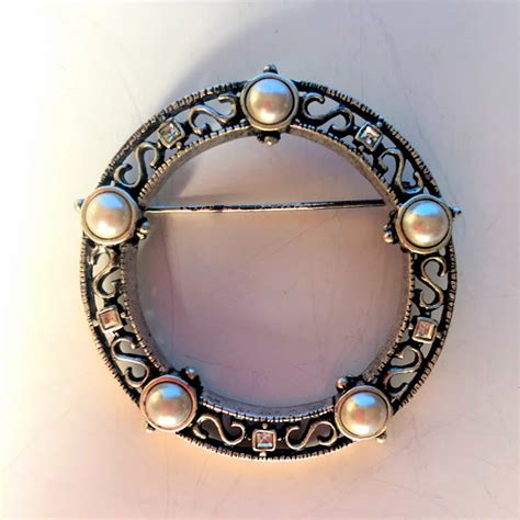 Anne Klein Brooch With Pearl Etsy