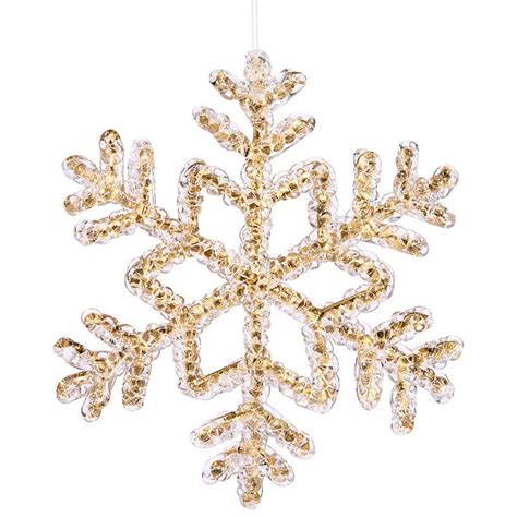 8 Large Clear Icy Gold Glitter Snowflake Christmas Ornament