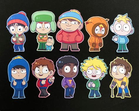 South Park Stickers Brillantes Stan Kyle Cartman Kenny Etsy España