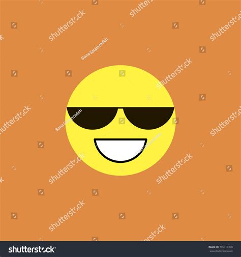 Cute Smiling Emoticon Wearing Black Sunglasses Stock Vector Royalty