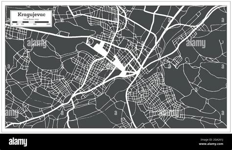 Kragujevac Serbia City Map In Black And White Color In Retro Style