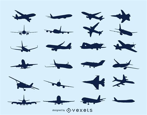 Flying Aircraft Pack Silhouette Vector Download