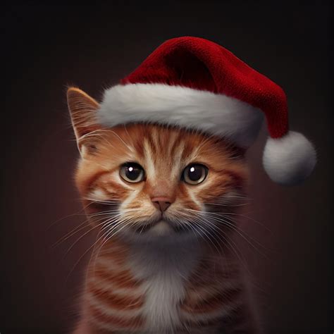 Premium Photo Cute Kitten With Santa Hat