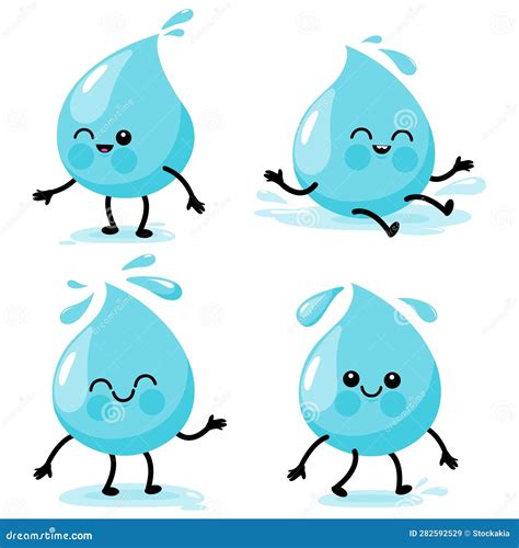 Cartoon Water Drop Characters Vector Illustration Stock Vector