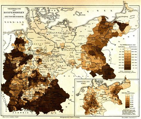 Übersichtskarte des riesengebirge (brockhaus, 1910). Distribution of religious identity in the German Empire ...