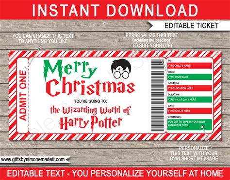 Christmas Wizarding World of Harry Potter Ticket Gift Voucher