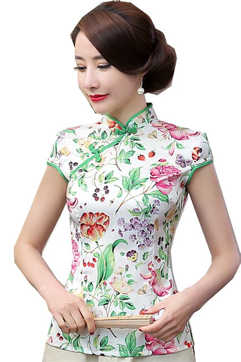Shanghai Story Womens Tops And Blouses Chinese Tops Silk Cheongsam Top