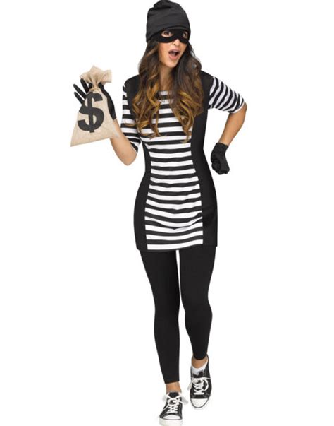 Burglar Babe Womens Adult Criminal Bank Robber Halloween Costume Ml Ebay