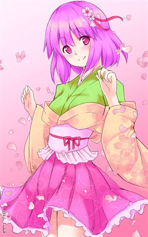Safebooru 1girl Cherry Blossoms Flower Hair Flower Hair Ornament Hazuki Kyou Hieda No Akyuu