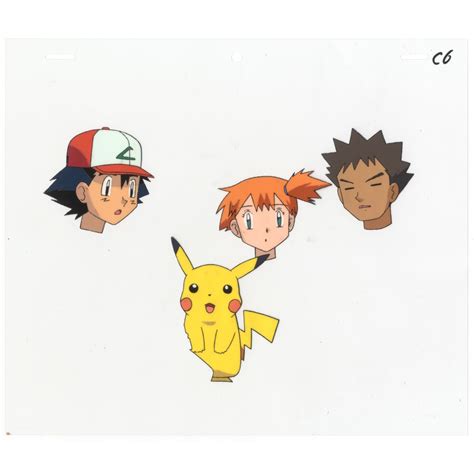 Original Pokemon Ash Misty Brock Pikachu Anime Cel