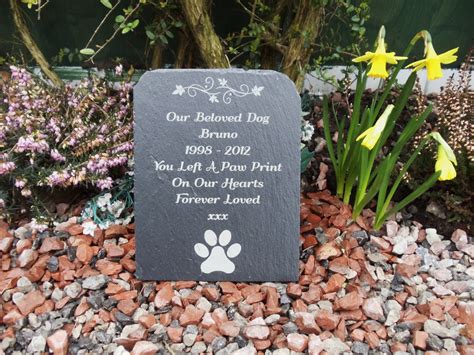 Pet grave marker with inlaid personalized pet headstones. Natural Slate Pet Cat Dog Rabbit Memorial Grave Marker ...