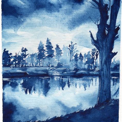 Watercolor Monochromatic Painting Landscape Painting Inspired