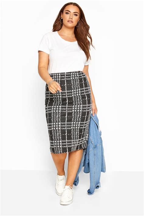 Black And White Check Pencil Skirt Yours Clothing