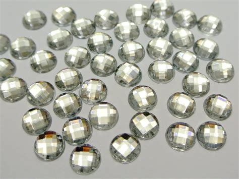 250 clear acrylic flatback faceted round rhinestone gems 8mm no hole in beads from jewelry