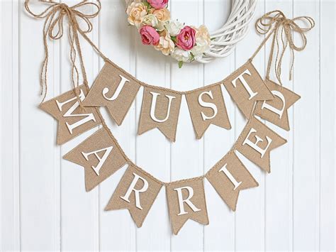 Just Married Wedding Banner Rustic Wedding Bannerjust Etsy