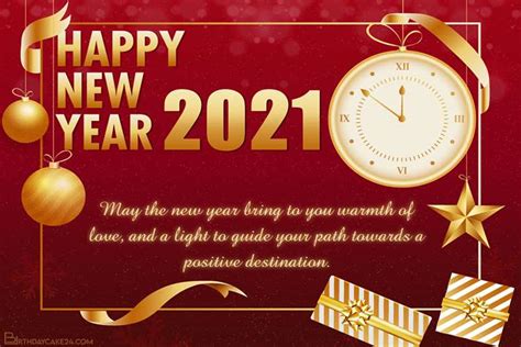 Happy New Year 2021 With Clock Greeting Cards Online