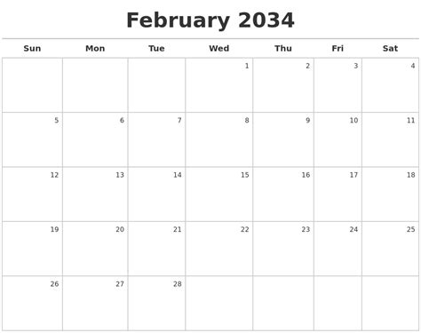 April 2034 Calendars To Print