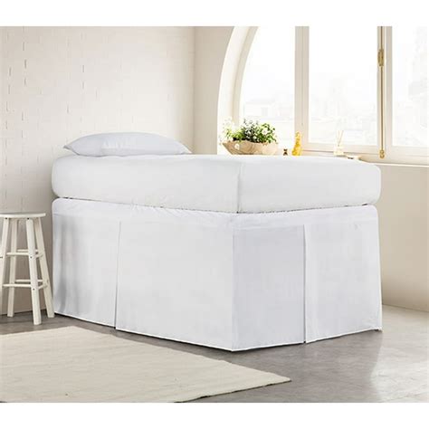 Tailored Dorm Sized Bed Skirt White