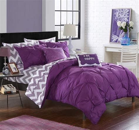 Purple Bedding Ideas Chic Home 9 Piece Louisville Pinch Pleated And