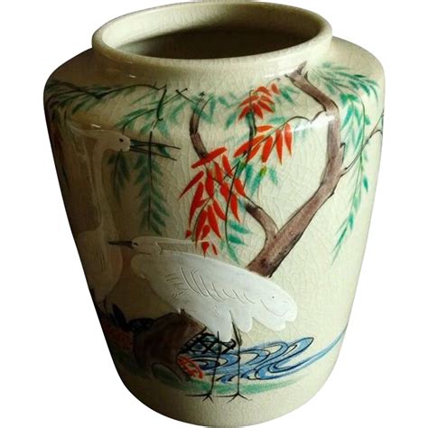 Japanese Antique Kiyomizu-Satsuma Pottery Vase Signed by Famous Gyōzan ...