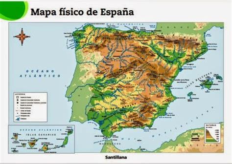 Las regiones y las ciudades de la lista, con marcada en los centros. Geografía e Historia 1º ESO : MAPA FÍSICO DE ESPAÑA