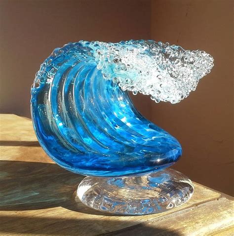 Ocean Wave With Cremains Memorial Glass Glass Artists Memorial Orbs