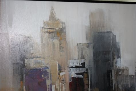 Wilfred Lang Acrylic Painting Of Abstract Cityscape Ebth
