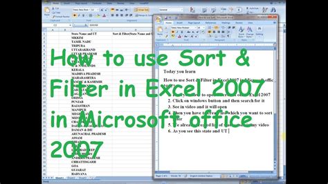 How To Use Sort And Filter In Excel 2007 In Microsoft Office 2007 Youtube