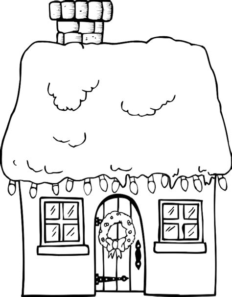 Christmas Decorations Coloring Page Nicely Decorated House