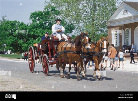 Horse Drawn Carriage Colonial Williamsburg Virginia Stock Photo Alamy