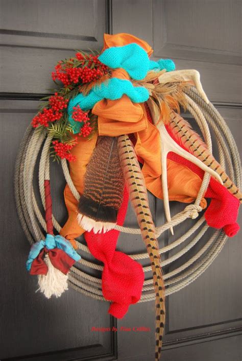 Western Southwestern Cowgirl Lariat Antler Rope Wreath Etsy T
