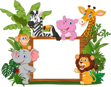 Cartoon Wild Animals Holding Blank Board 5162503 Vector Art At Vecteezy