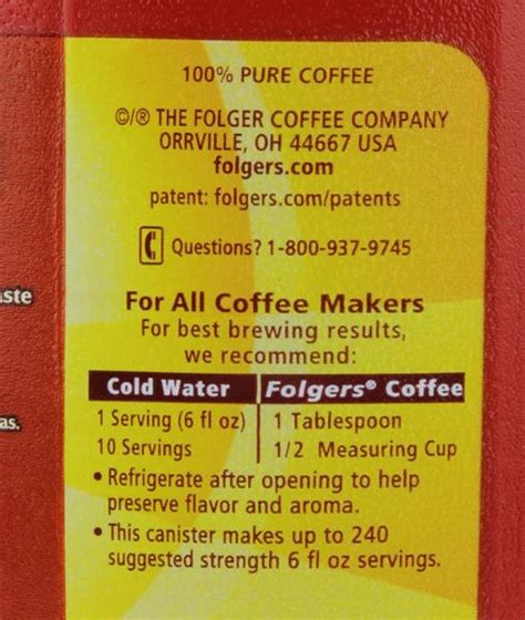 Because data may change from time to time, this information may not always be identical to the nutritional label information of products on shelf or. Folgers Classic Roast Ground Coffee | Hy-Vee Aisles Online ...