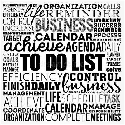 To Do List Word Cloud Collage Business Concept Background Stock