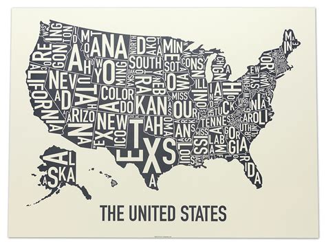 United States Map 24 X 18 Amber Waves Of Grey Poster