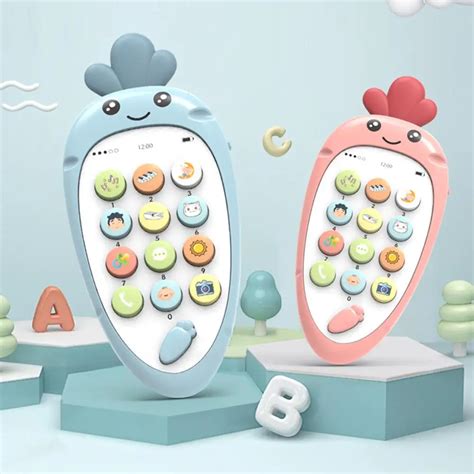 Kids Simulation Mobile Phone Carrot Shape Electronic Button Toy