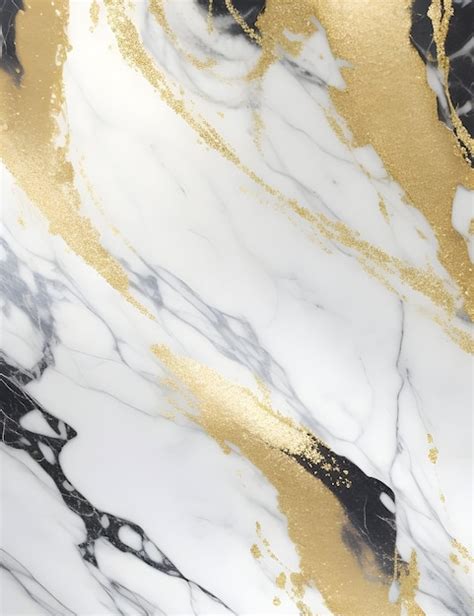Premium Ai Image Gold And White Marble With Gold And Black Swirls