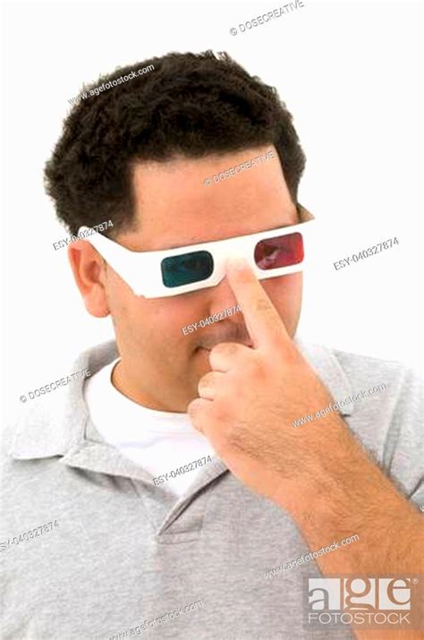 D Nerd Pushing Glasses Up Stock Photo Picture And Low Budget Royalty