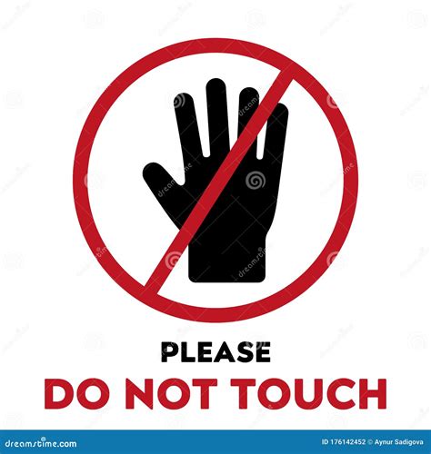 Do Not Touch Sign Hand In Red Prohibiting Signs Stock Vector